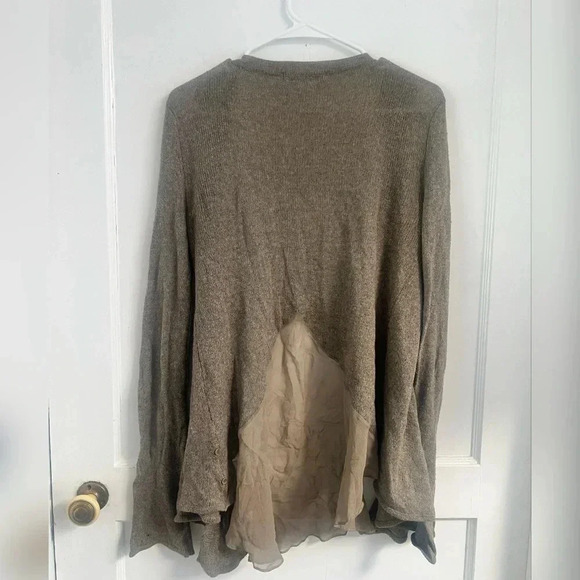 Subtle Luxury Cashmere Silk Blend Gray Tan Open Front Cardigan Size S/M $268 - Picture 3 of 3